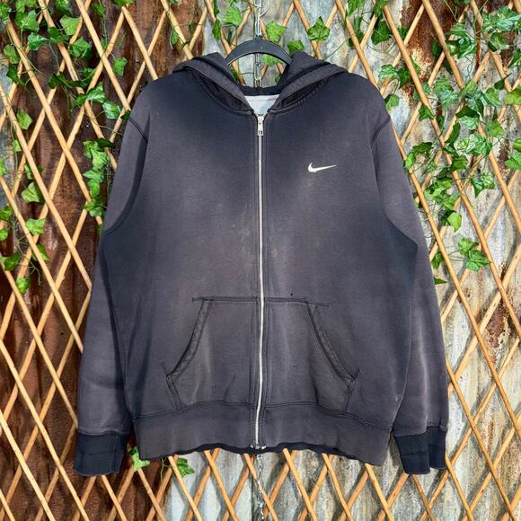 Vintage Y2K Nike embroidered swoosh/check 00s faded hoodie - Picture 1 of 4